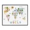 Stupell Industries Map Of World Pastel Animals Framed Giclee, design by Carla Daly